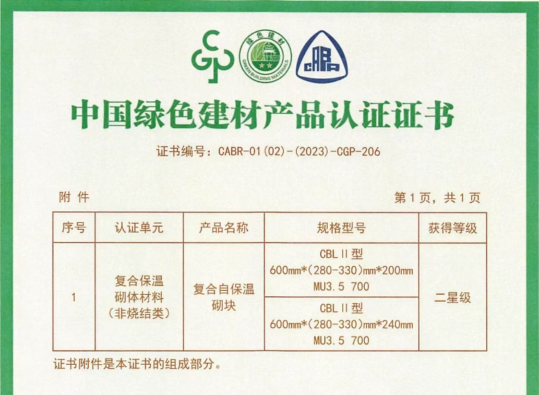 山西嬴信科技有限公司通过二星级绿色建材认证